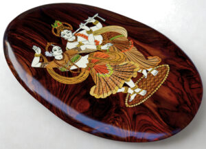 Mysore Rosewood Inlay Wall Panel 12*18 Inch Oval Shape