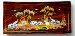 Handcrafted Rosewood Inlay Wall Panel – Rectangular Design 12*24 Inch Without Frame