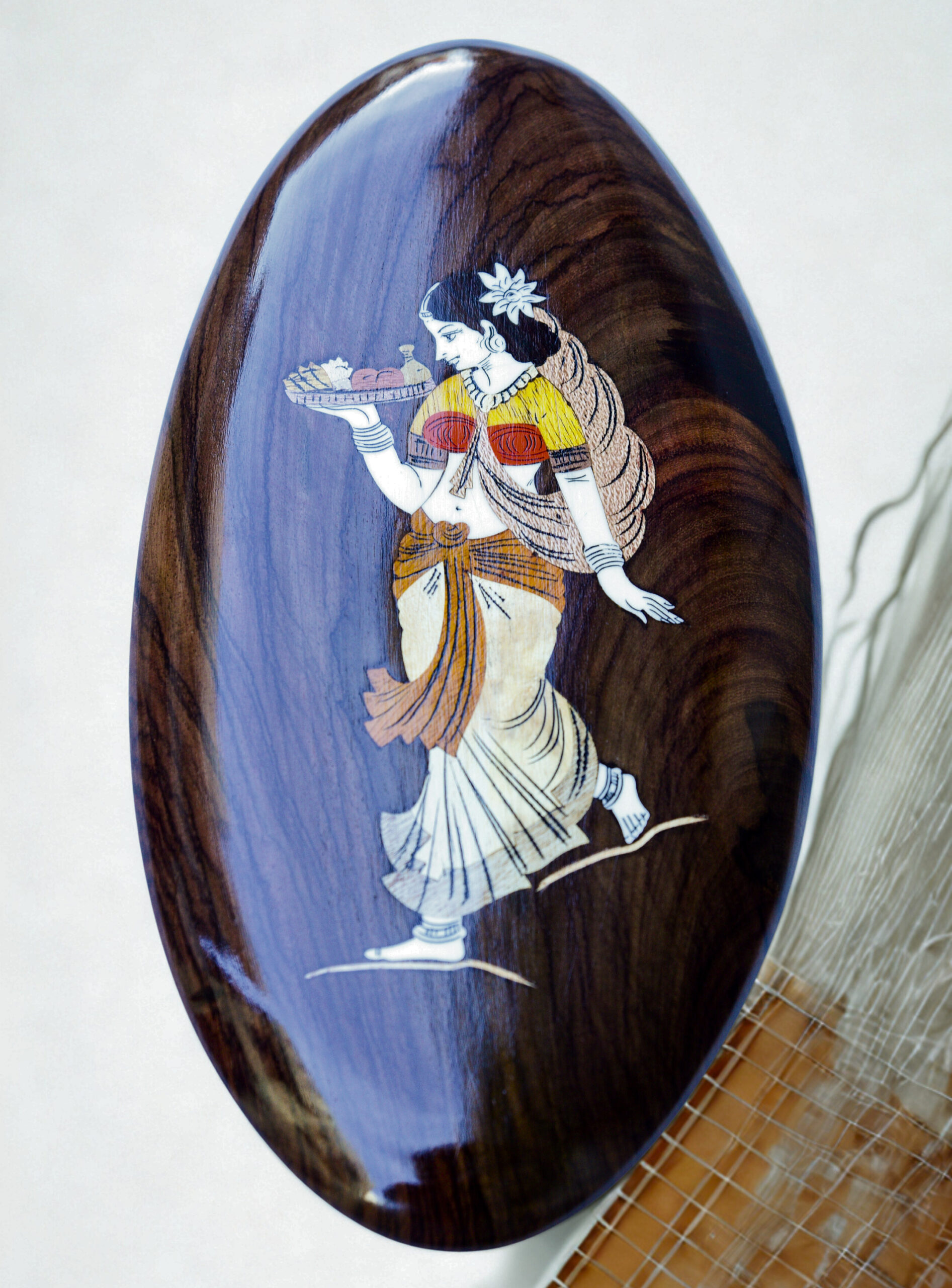 7X14 Pooja Lady Rosewood Mysore Inlay Wall panel 7*14 Inch Oval Shape - Image 6