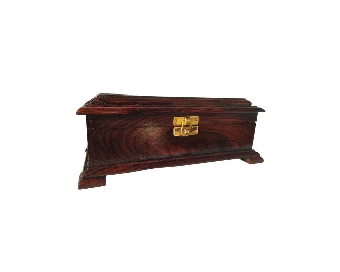 9 Handcrafted Mysore Rosewood Inlay Jewellery Box with Mirror 5*9 Inch - Image 3