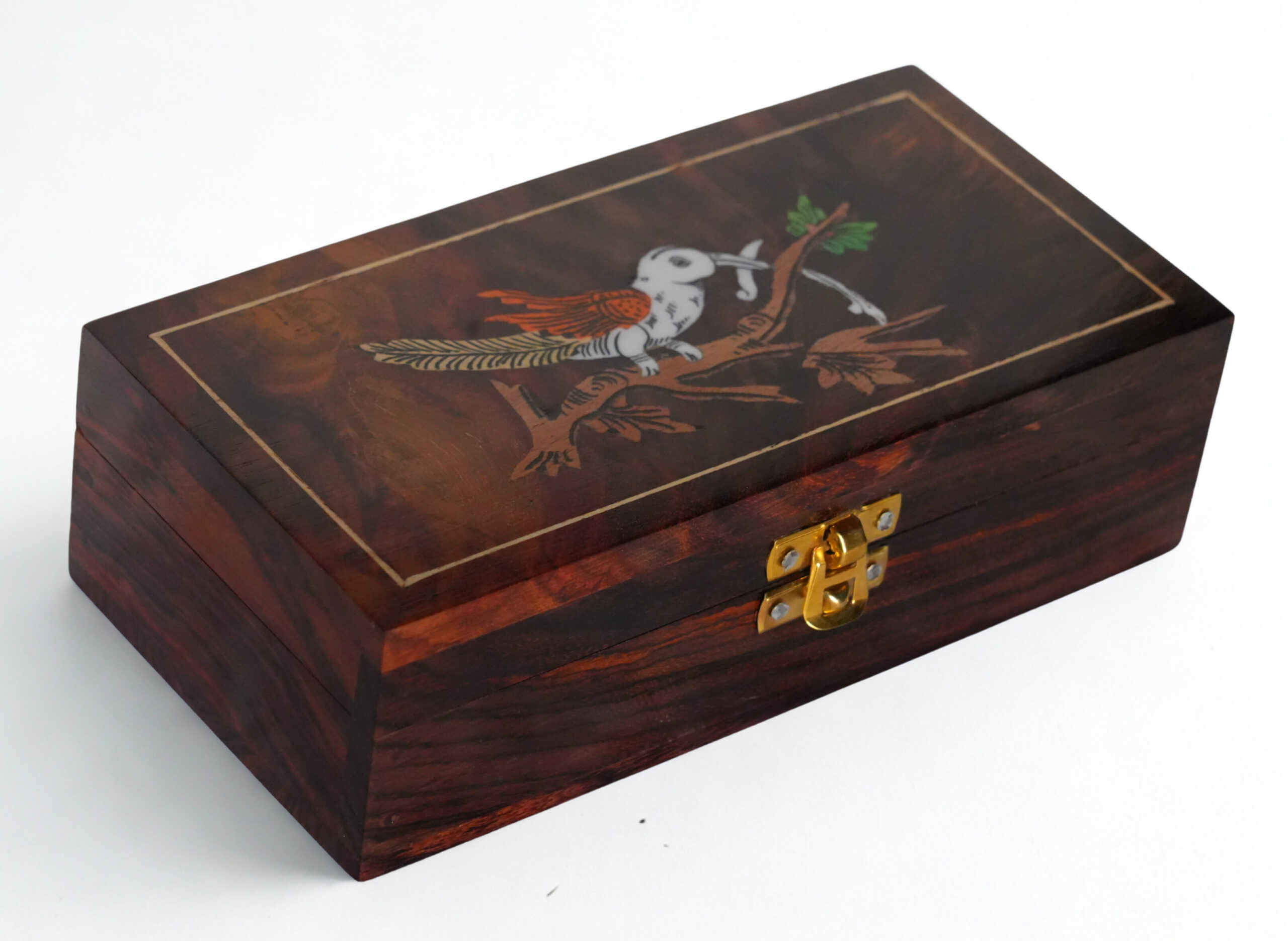 Rose Wood Jewel Box Big Size 5 x 8 Handcrafted Mysore Rosewood Inlay Jewellery Box 5*9 Inch - Image 2