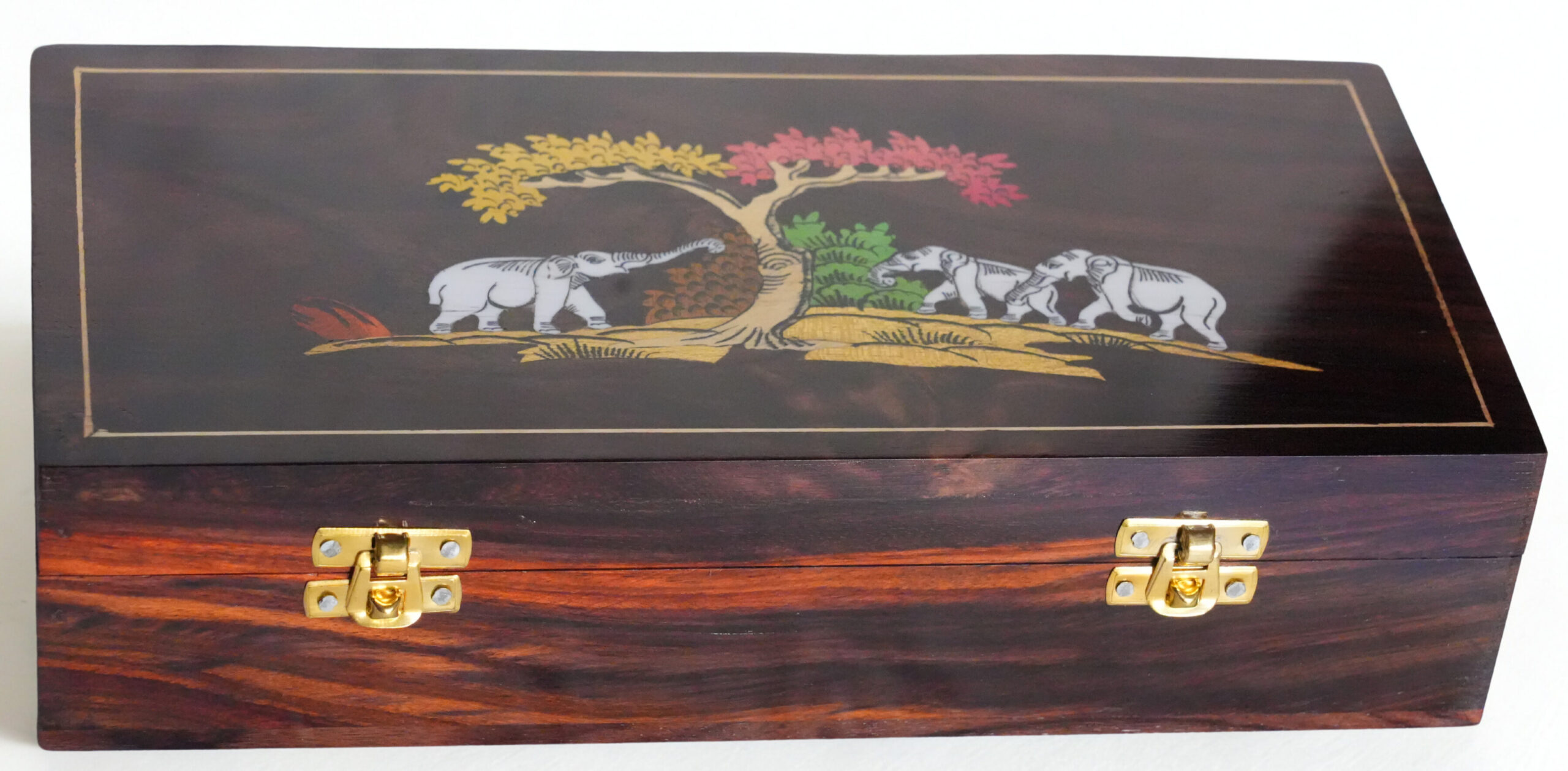 Rose Wood Jewel Box Mid Size 6 x 12 (3) Handcrafted Mysore Rosewood Inlay Jewellery Box 6*12 Inch - Image 4