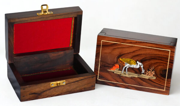 Handcrafted Mysore Rosewood Inlay Box – 4*6 Inch - Anitha Fine Arts