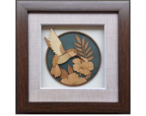 Veneer Art Wall Hanging 8"x 8" Hummingbird