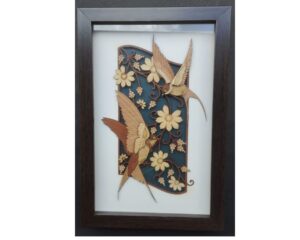 Veneer Art Fly Catcher Bird wall Hanging 12" x 8"