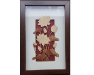 Laser-cut veneer artwork Hanging Lotus Flower 12" x 8"