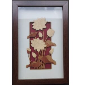3d layered wooden lotus pond wall art frame – lotus flower & bird wood sculpture | spiritual home decor & gifting | 8×12 inch