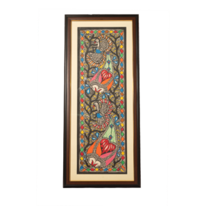 handmade madhubani peacock painting – large framed wall art for home decor