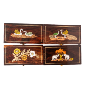 handcrafted rosewood inlay jewelry box 4x8 – wooden gift box (8 unique designs)
