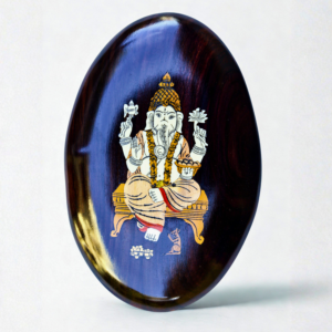 handcrafted lord ganesha with mushika | traditional mysore devotional inlay art | puja room wall decor & heritage gift