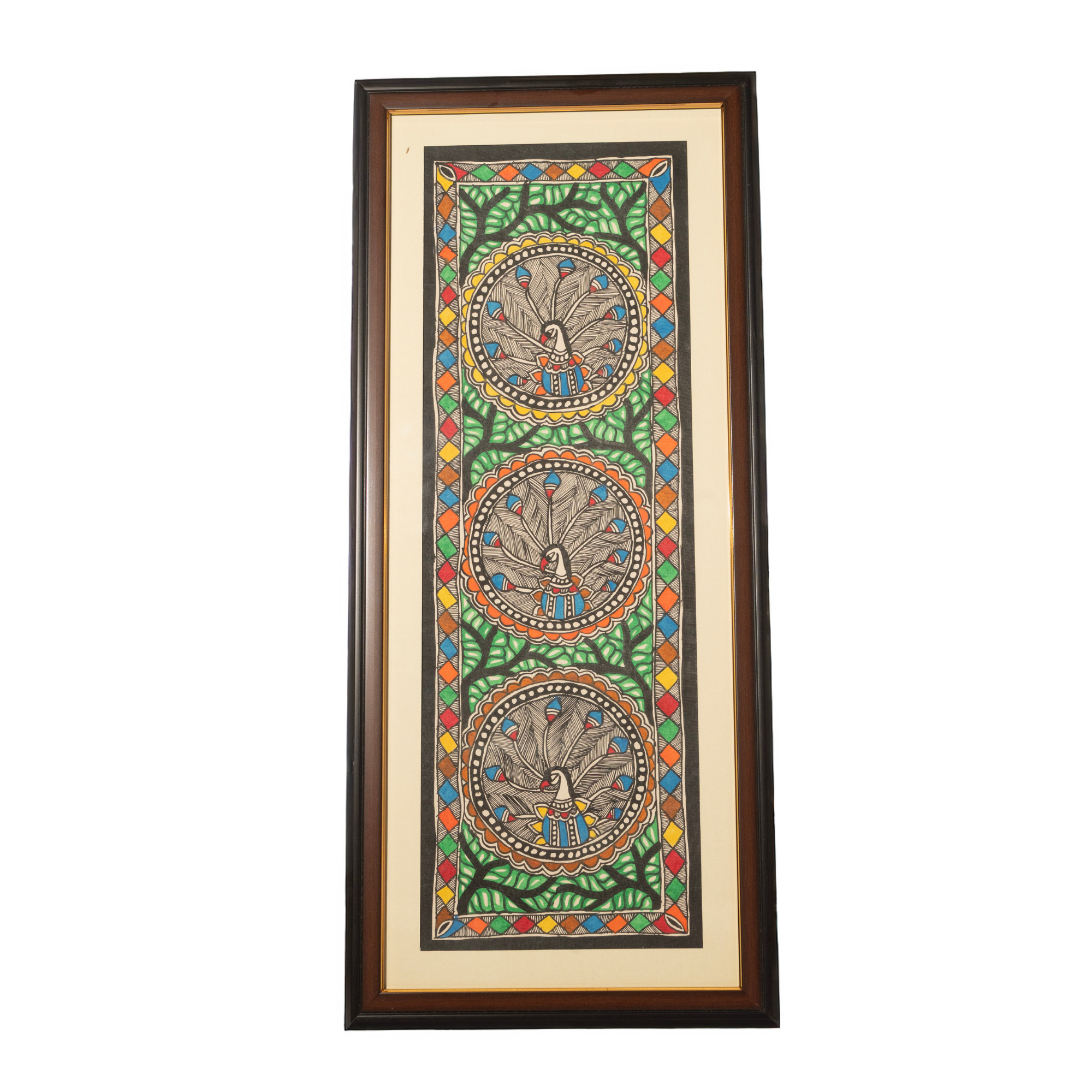 handmade madhubani peacock mandala painting – framed wall art decor handmade madhubani peacock mandala painting – framed wall art decor