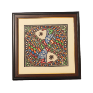 handmade madhubani fish painting – traditional indian folk art wall decor