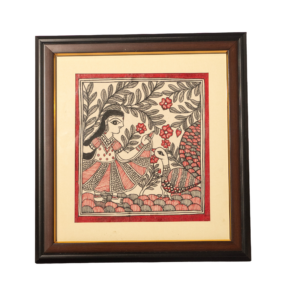 handmade madhubani woman & deer painting – traditional indian folk art wall decor